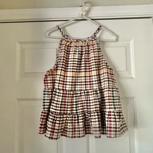 Blue Pepper Gingham Tiered Top